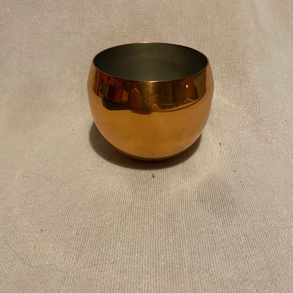Vintage Coppercraft Guild Small Copper Bowl Round Bulbous Cup Silver Interior